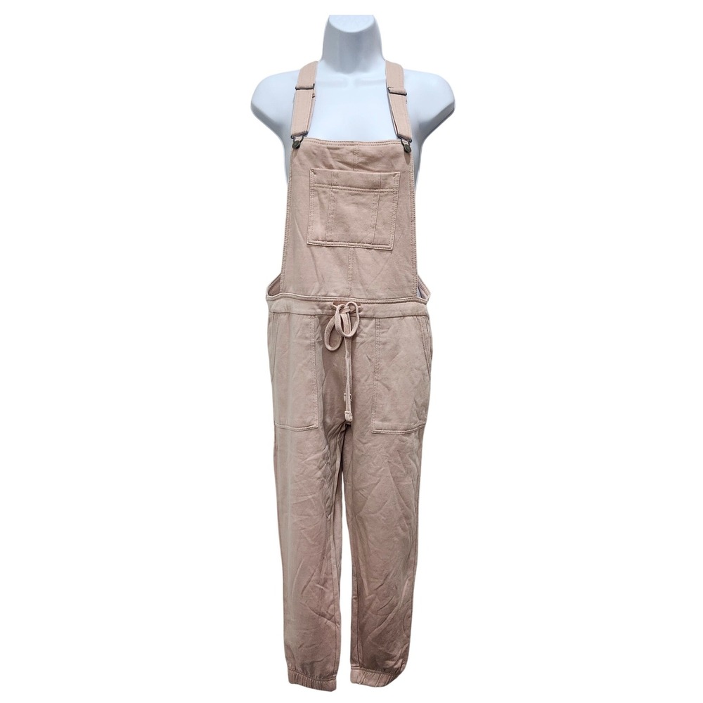 Wallflower Womens Pink Overalls Jumpsuit Drawstring Waist Casual Comfy Size M